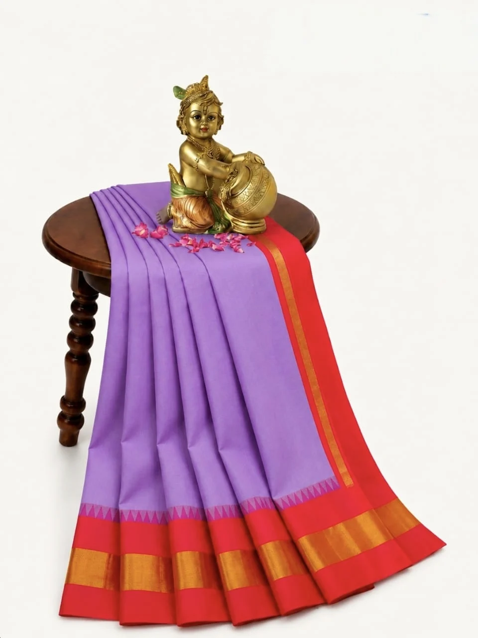 Rosy Pink Korvai Cotton Saree